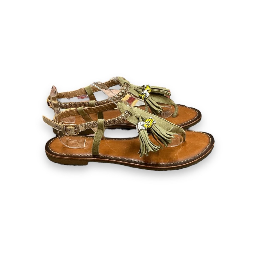 Miz Mooz sandals leather boho tassels gold-brass EUC beaded braided 41‎ 9.5 10